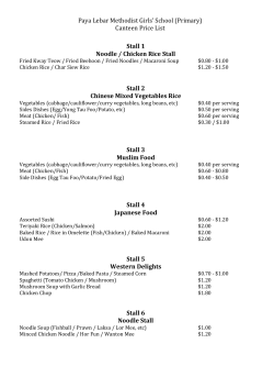 Canteen Price List Stall 1 Noodle / Chicken Rice Stall Stall 2