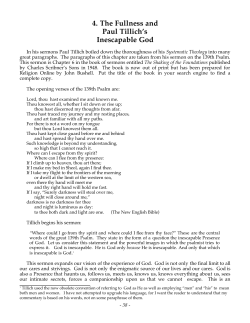 4. The Fullness and Paul Tillich`s Inescapable God