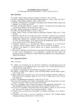6B. HEBREW DIALECTOLOGY 6B.0 GENERAL S