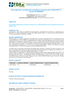 Immunogenicity, reactogenicity and safety of a booster dose of
