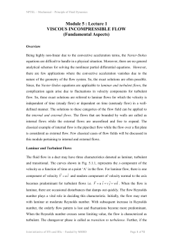Module 5 : Lecture 1 VISCOUS INCOMPRESSIBLE FLOW