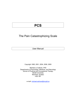 The Pain Catastrophizing Scale - Dr. Michael Sullivan