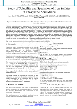 Study of Solubility and Speciation of Iron Sulfates in Phosphoric Acid