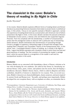 Bola&ntilde;o`s theory of reading in By Night in Chile