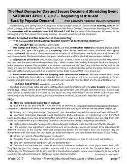 The Next Dumpster Day and Secure Document Shredding Event