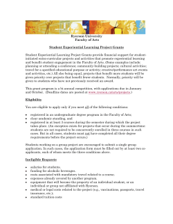 Ryerson University Faculty of Arts Student Experiential Learning