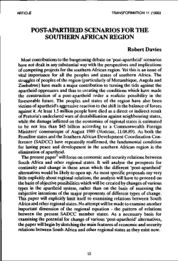 post-apartheid scenarios for the southern african