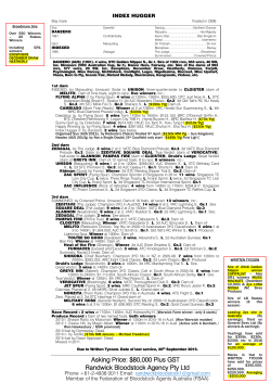 Asking Price: $80,000 Plus GST Randwick Bloodstock Agency Pty Ltd