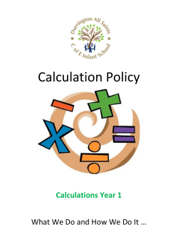 Calculation Policy - Durrington All Saints C of E Infant School