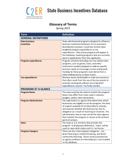 Incentives Database Glossary - State Business Incentives Database