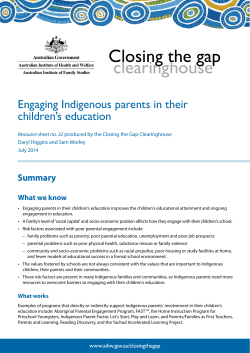 Engaging Indigenous parents in their children`s education (resource