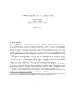 The Opportunity Set for Quants in 2011
