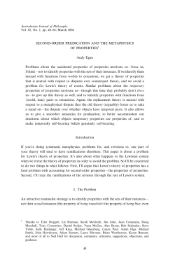 SECOND-ORDER PREDICATION AND THE