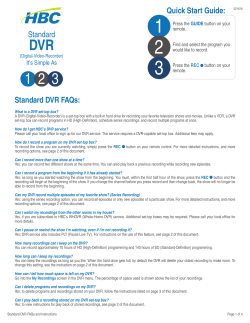 Standard DVR FAQs: Quick Start Guide: Standard