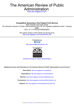 Competitive Sourcing in the Federal Civil Service