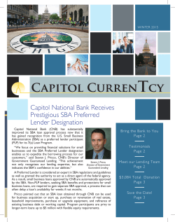 Capitol National Bank Receives Prestigious SBA Preferred Lender