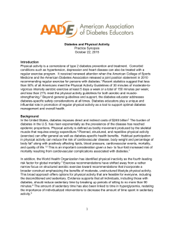 1 Diabetes and Physical Activity Practice Synopsis October 22, 2015
