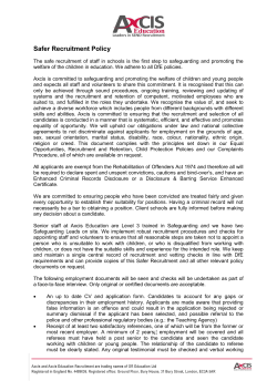 Safer Recruitment Policy