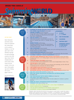 INSIDE THIS ISSUE of - Swimming World Magazine