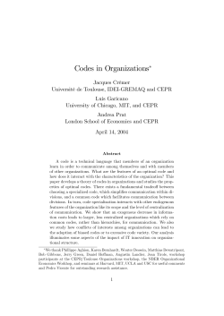 Codes in Organizations - The University of Chicago Booth School of