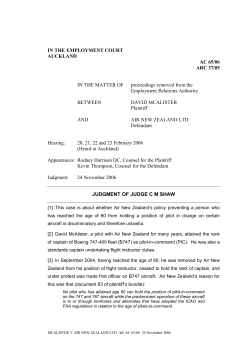 NZEmpC AC 65/06 McAlister v Air New Zealand Ltd