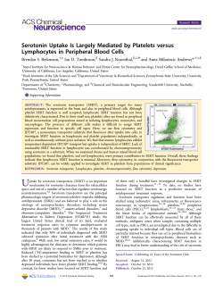 Serotonin Uptake Is Largely Mediated by Platelets versus
