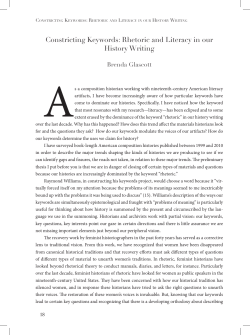Constricting Keywords: Rhetoric and Literacy in our History Writing
