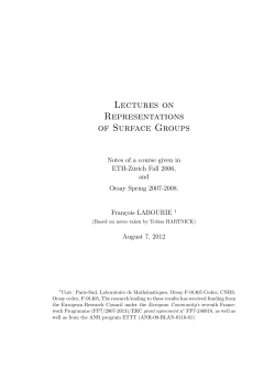 Lectures on Representations of Surface Groups
