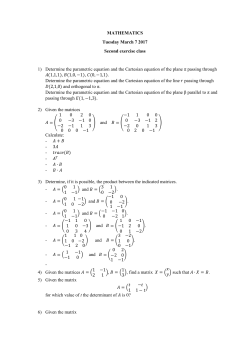 MATHEMATICS Tuesday March 7 2017 Second exercise class 1