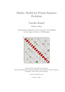 Markov Models for Protein Sequence Evolution Carolin - EMBL-EBI