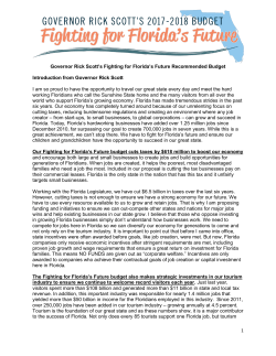 Budget Highlights - Governor Rick Scott`s Fighting for Florida`s