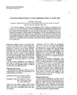 Corrosion characteristics of some aluminium alloys in oxalic acid