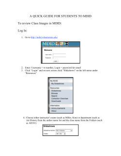 A QUICK GUIDE FOR STUDENTS TO MDID To