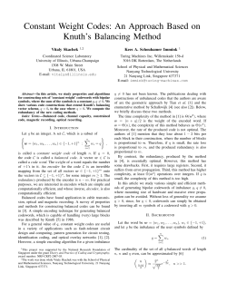 Constant Weight Codes: An Approach Based on Knuth`s Balancing
