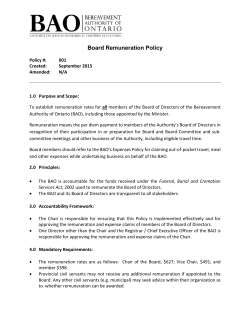 Board Remuneration Policy - Bereavement Authority of Ontario