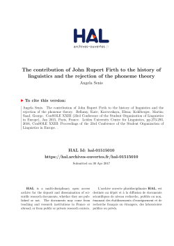 The contribution of John Rupert Firth to the history of linguistics and