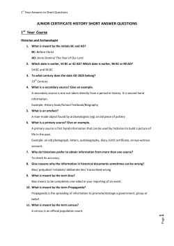 JUNIOR CERTIFICATE HISTORY SHORT ANSWER QUESTIONS