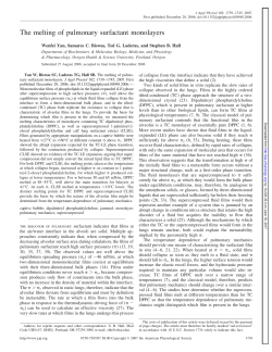 The melting of pulmonary surfactant monolayers