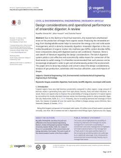Design considerations and operational performance of anaerobic