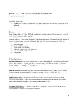ENGR 1187 | MATLAB 07: Conditional Statements