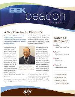 A New Director for District IV Dates to Remember