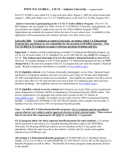 POST 9/11 GI BILL&hellip;CH 33 ~ Auburn University Summer 09