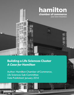 Building a Life Sciences Cluster A Case for Hamilton