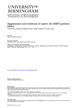The University of Birmingham Aggression and violence in sport: An