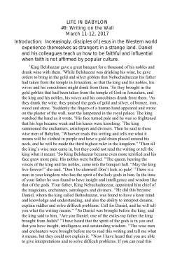 LIFE IN BABYLON #9: Writing on the Wall March 11