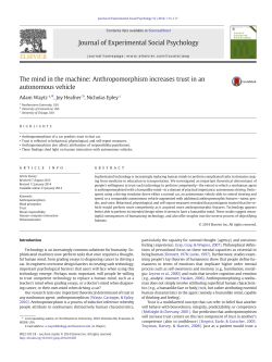 The mind in the machine: Anthropomorphism increases trust in an