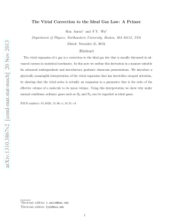 The Virial Correction to the Ideal Gas Law: A Primer