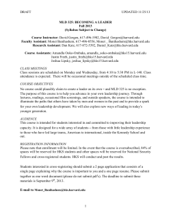 MLD 325 - Harvard Kennedy School