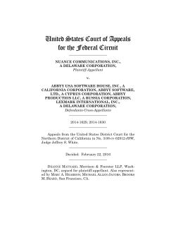 NUANCE COMMUNICATIONS v. ABBYY USA SOFTWARE HOUSE