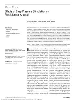Effects of Deep Pressure Stimulation on Physiological Arousal